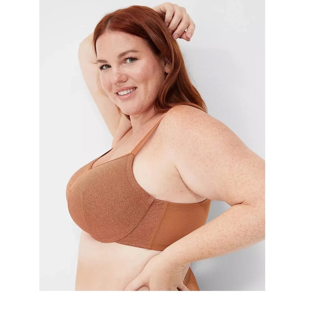 NWT Cacique Modern Collection Boost Plunge Bra Copper‎ Sparkle 42DDD